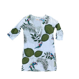 antica sartoria Tropical Parrot Print Tunic Dress cotton